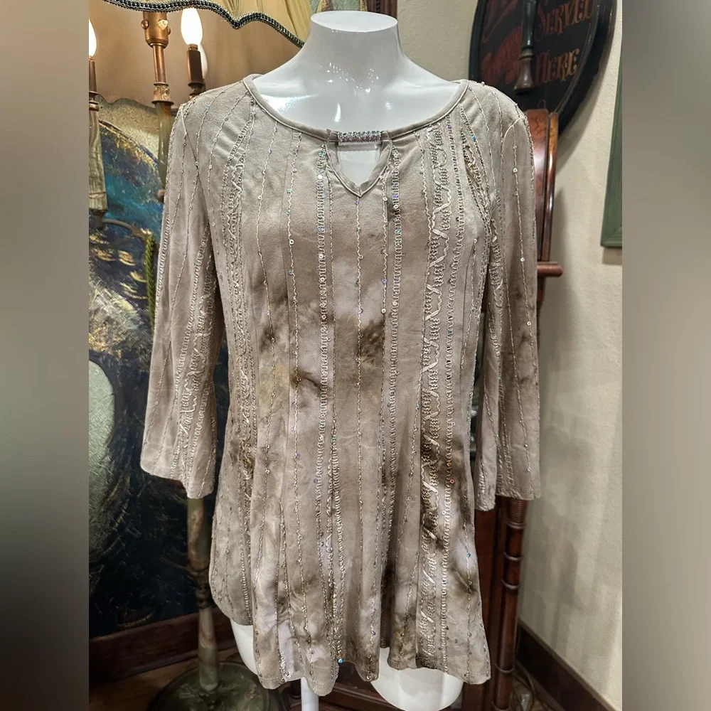 Sami & Jo Taupe Embellished Blouse